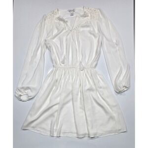 White House Black Market Dress, Long Sleeve, Lace Trim, White, Size 2‎
